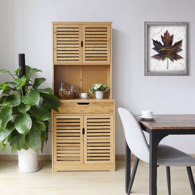 VEIKOUS 72'' Kitchen Pantry Storage Cabinet Bamboo Cupboard with Drawer