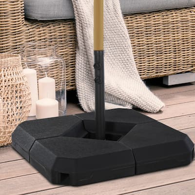 Outsunny Umbrella Stand Fitting 48mm Poles and Steel Base with 4 Fillable Plastic Weights, 4 Gal. Capacity Each, Black