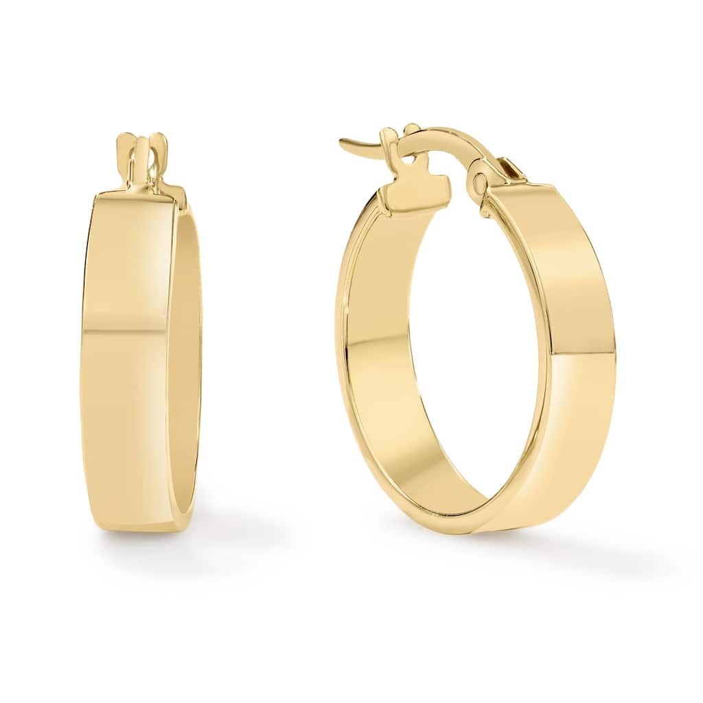 Clover 14K Yellow Gold High-Polish Square Tube Hoop Earrings