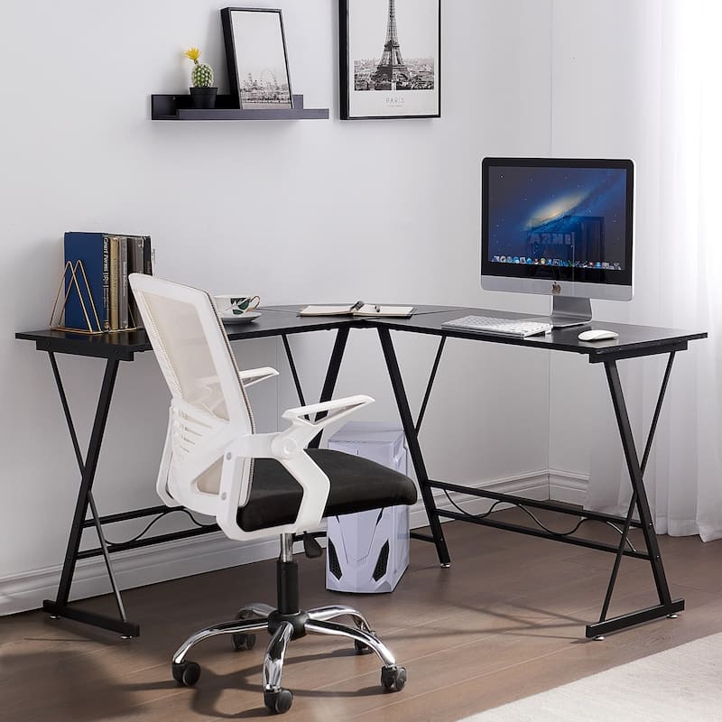 Ivinta L-Shaped Computer Corner Desk, 49.6 inch Gray Home Office Desk