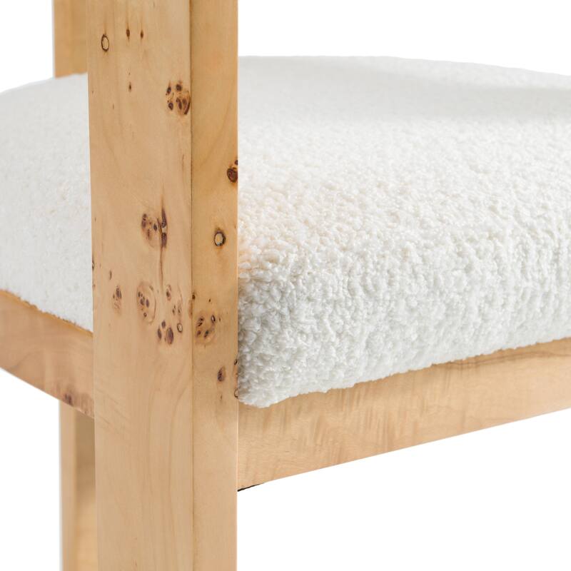 Modrest Letha Modern Cream Fabric & Burl Dining Chair