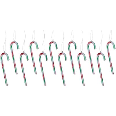 12ct Multi Twist Candy Cane Christmas Ornaments 4"