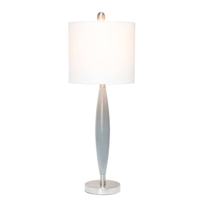 Modern Table Lamp - Fabric Shade, Nickel Base - Bedroom Living Room Light - 27" Tall