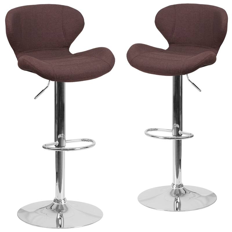 Modern Low-back Height-adjustable Chrome/Vinyl Barstools (Set of 2)