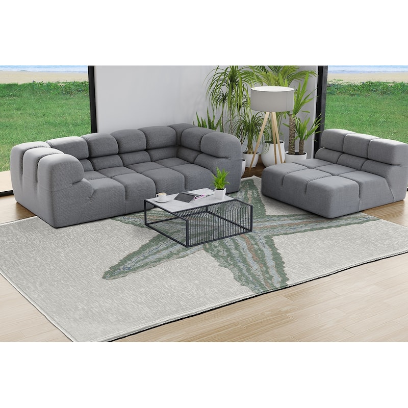 Large Starfish Nautical Chenille Rug