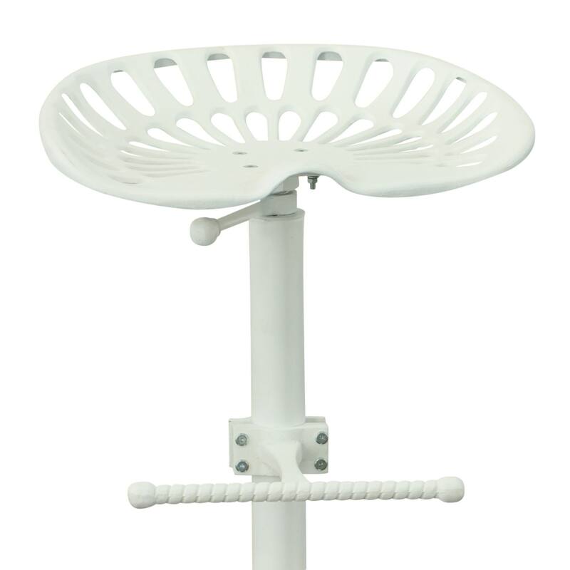 Adjustable Tractor Seat Barstool - 22.5" - White