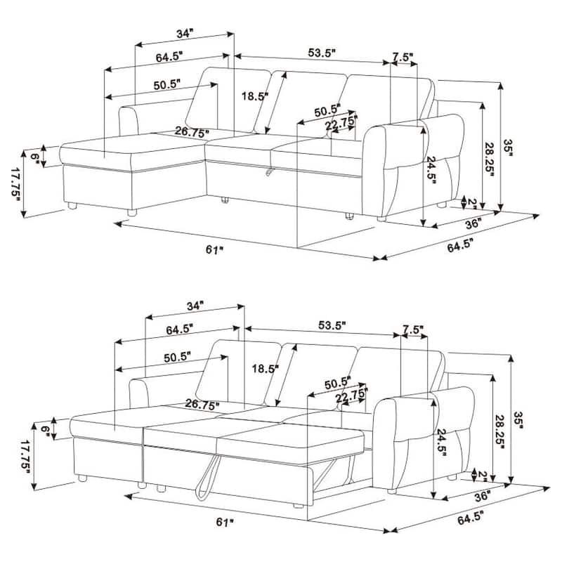 Samantha Upholstered Storage Sleeper Sectional Sofa