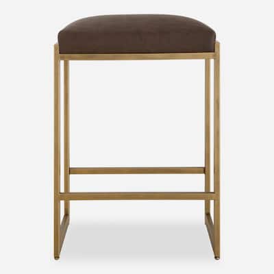 Brushed Brass Solid Counter Stool - 25.75" - Gold and Brown