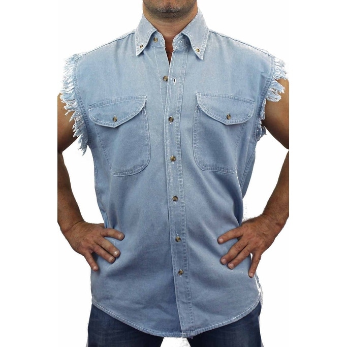 sleeveless jean shirt