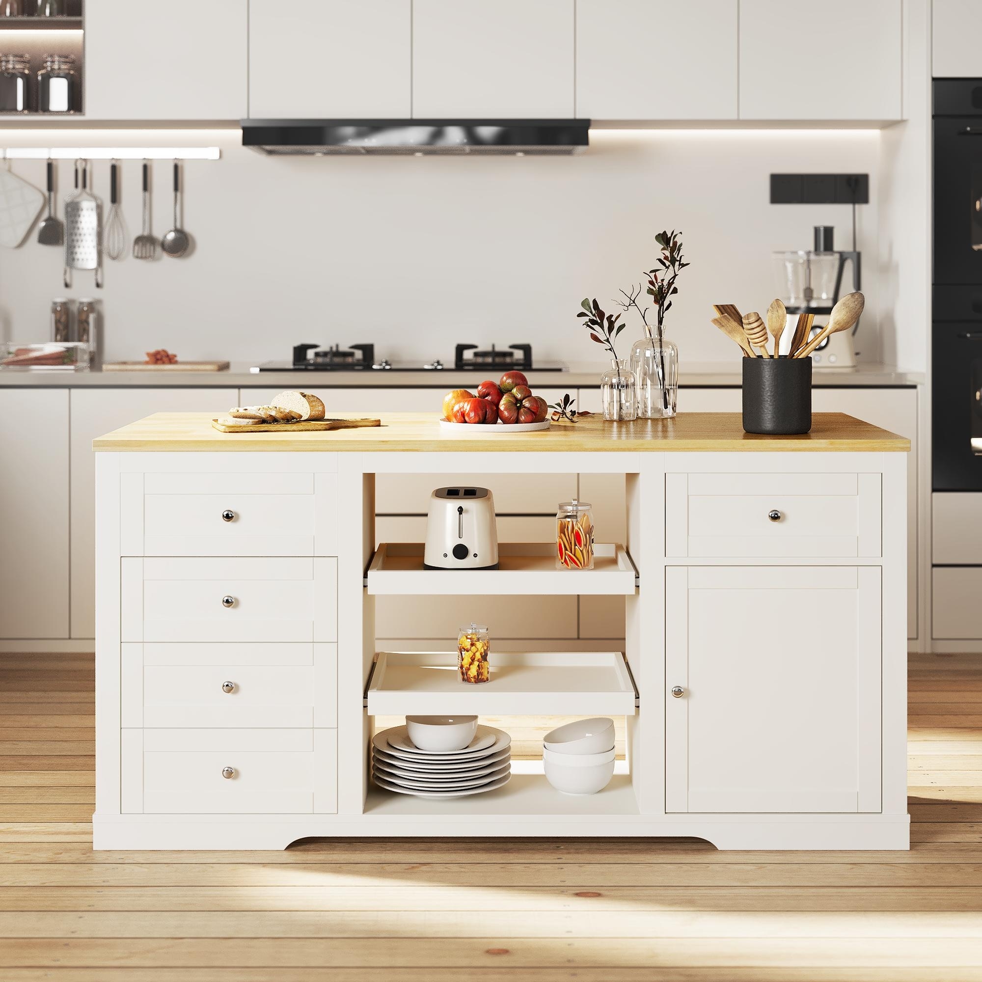 Kitchen Island with Storage and Drop Leaf