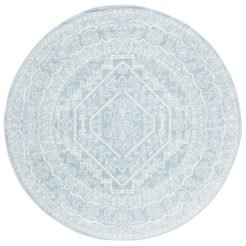 SAFAVIEH Adirondack Sian Rustic Oriental Medallion Rug - 6' Round - Slate/Ivory