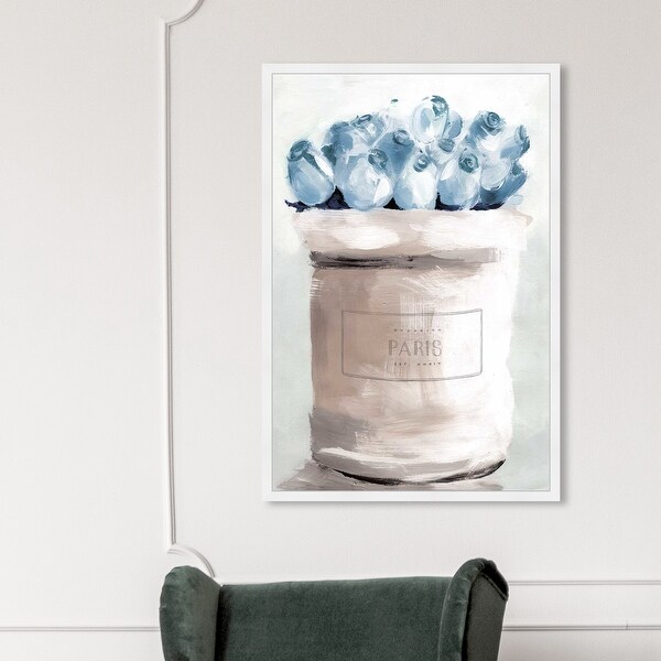 Oliver Gal 'Blue Flowers From Paris' Fashion and Glam Framed Wall