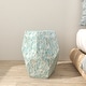 preview thumbnail 9 of 17, Cream or Blue Multi Color Shell Coastal Contemporary Accent Side Table - 16 x 16 x 19