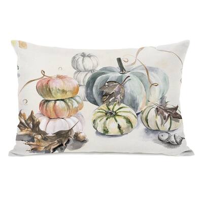 Fall Pumpkin Arrangement - Tan - Lumbar Pillow by Jennifer Paxton Parker