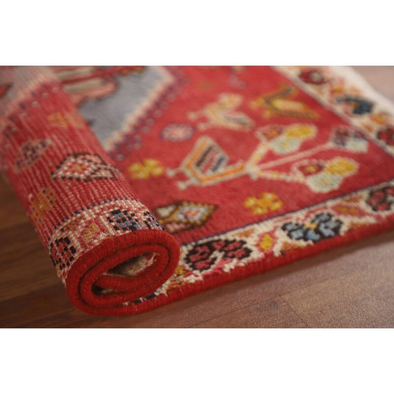 Tribal Shiraz Persian Vintage Square Rug Hand-Knotted Wool Carpet - 2'0" x 2'3"