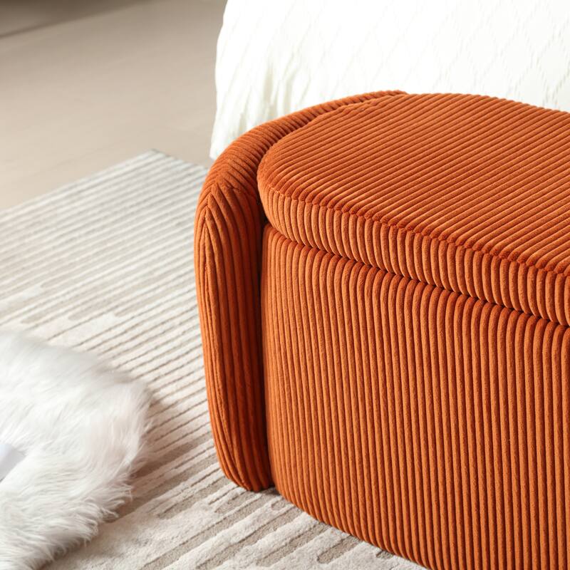 Entryway Upholstered Fabric Storage Ottoman