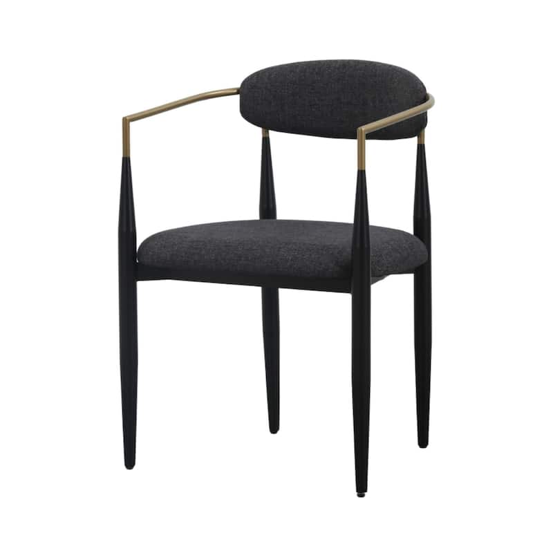 Modrest Buchtel Mid-Century Modern Dark Grey, Gold Arm & Black Dining Chair