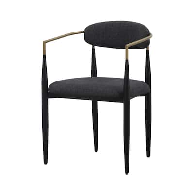 Modrest Buchtel Mid-Century Modern Dark Grey, Gold Arm & Black Dining Chair