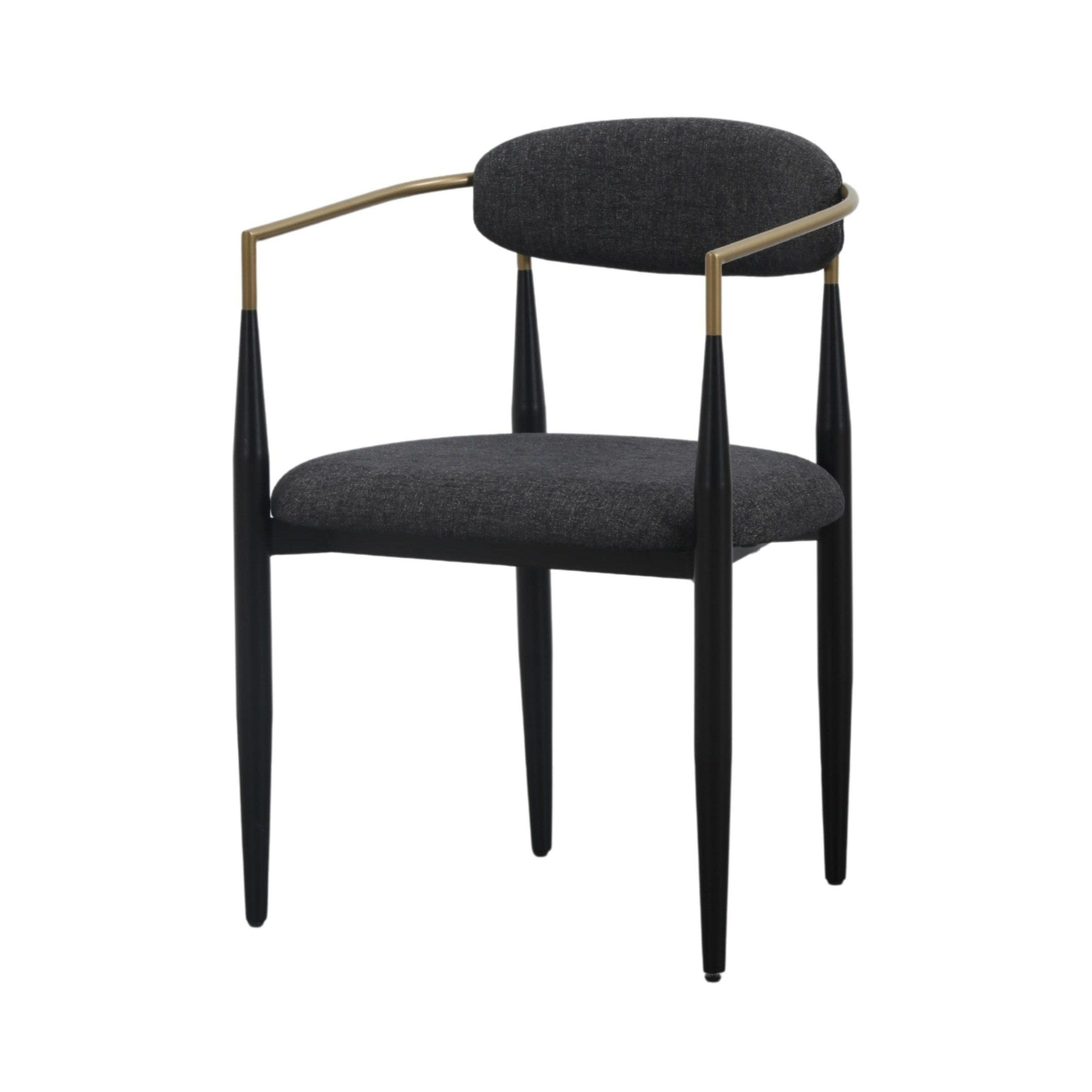 Modrest Buchtel Mid-Century Modern Dark Grey, Gold Arm & Black Dining Chair