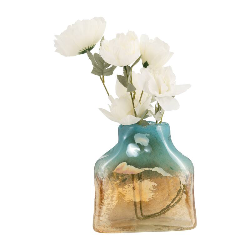 Sagebrook Home Artisan Glass Teal and Apricot Coastal Vase