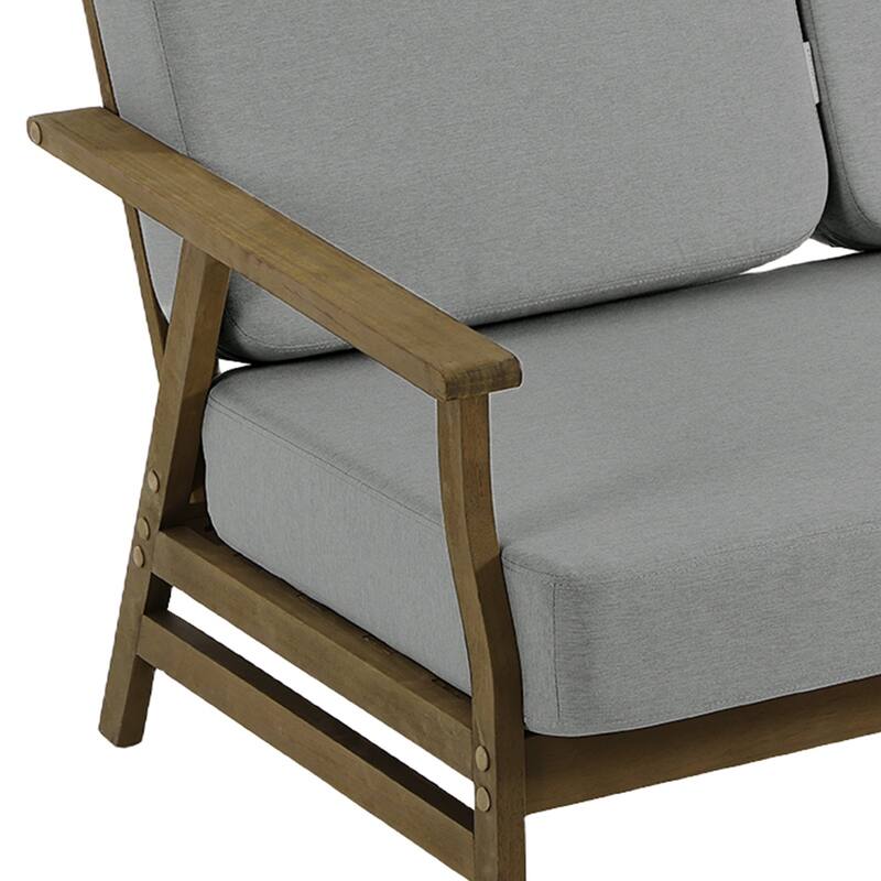 Modern Wood Outdoor Patio Sofa Loveseat with Cushion