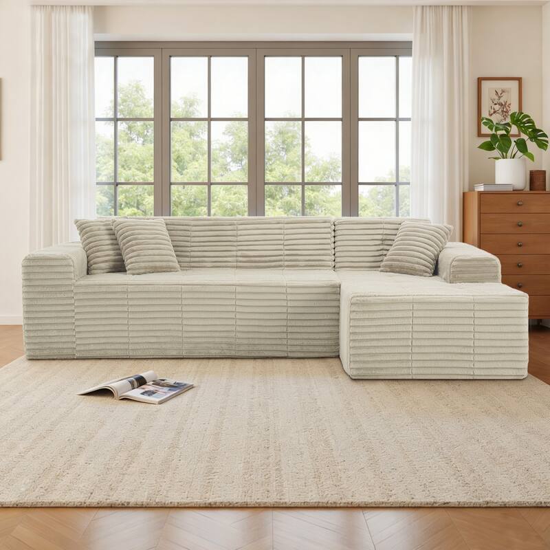 Scandinavian Corduroy Full-Foam Modular Sectional Sofa Set