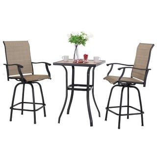Outdoor Bar Height Bistro Set 3-Piece Patio Furniture Set Patio Bistro Table and Bar Chairs 