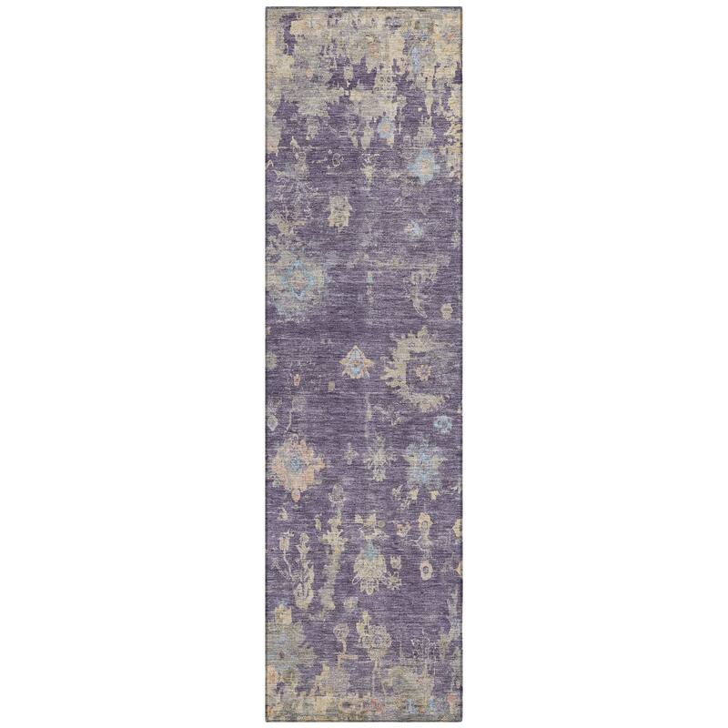 Machine Washable Indoor/ Outdoor Vintage Traditional Chantille Rug