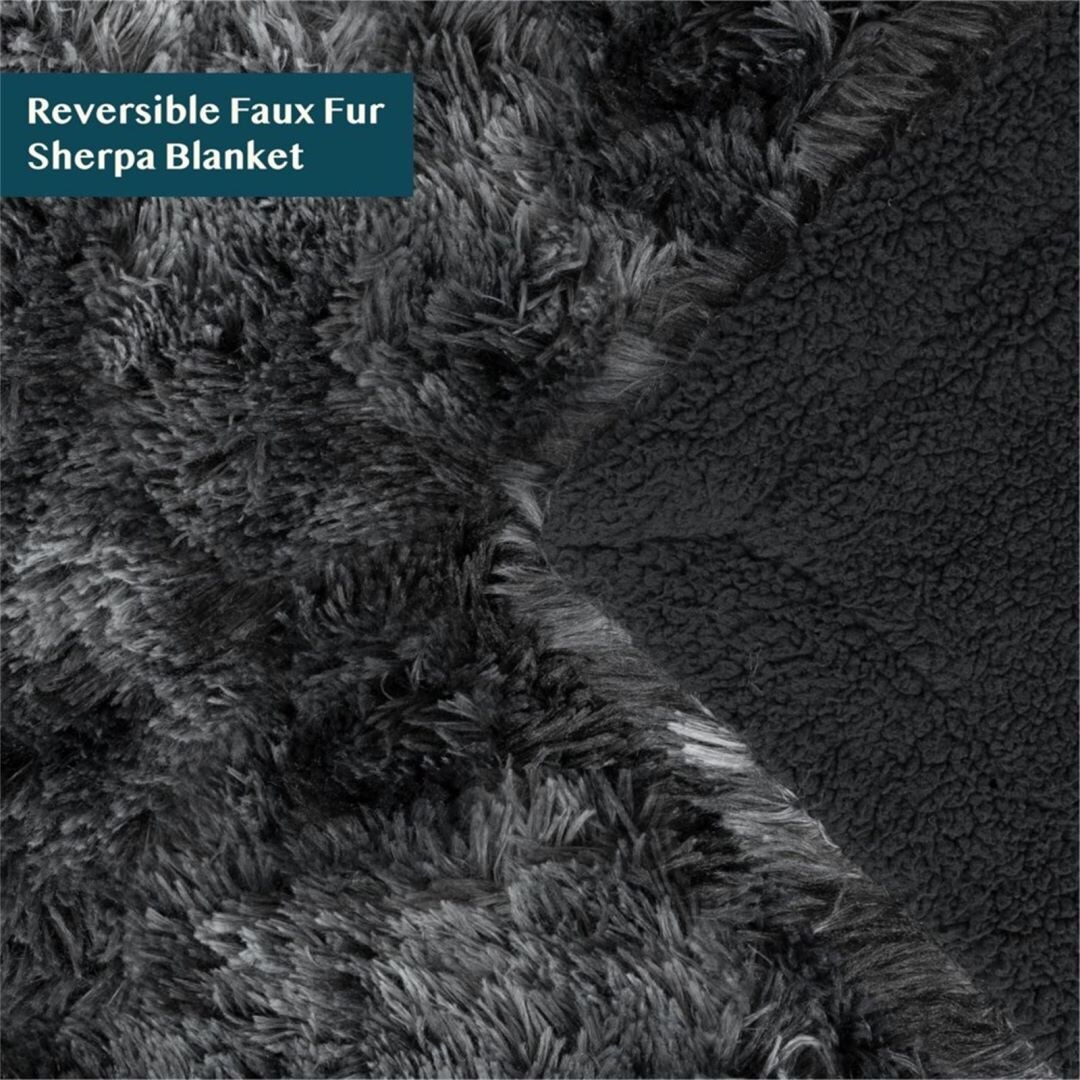 Soft Fluffy Faux Fur Bed Blanket, Tie-Dye-image