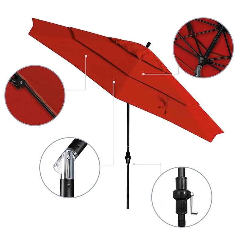 California Umbrella 11' Rd. Alum/Fiberglass Rib Patio Umb,Crank Lift/Collar Tilt, Dbl Wind Vent, Black Finish, Sunbrella Fabric