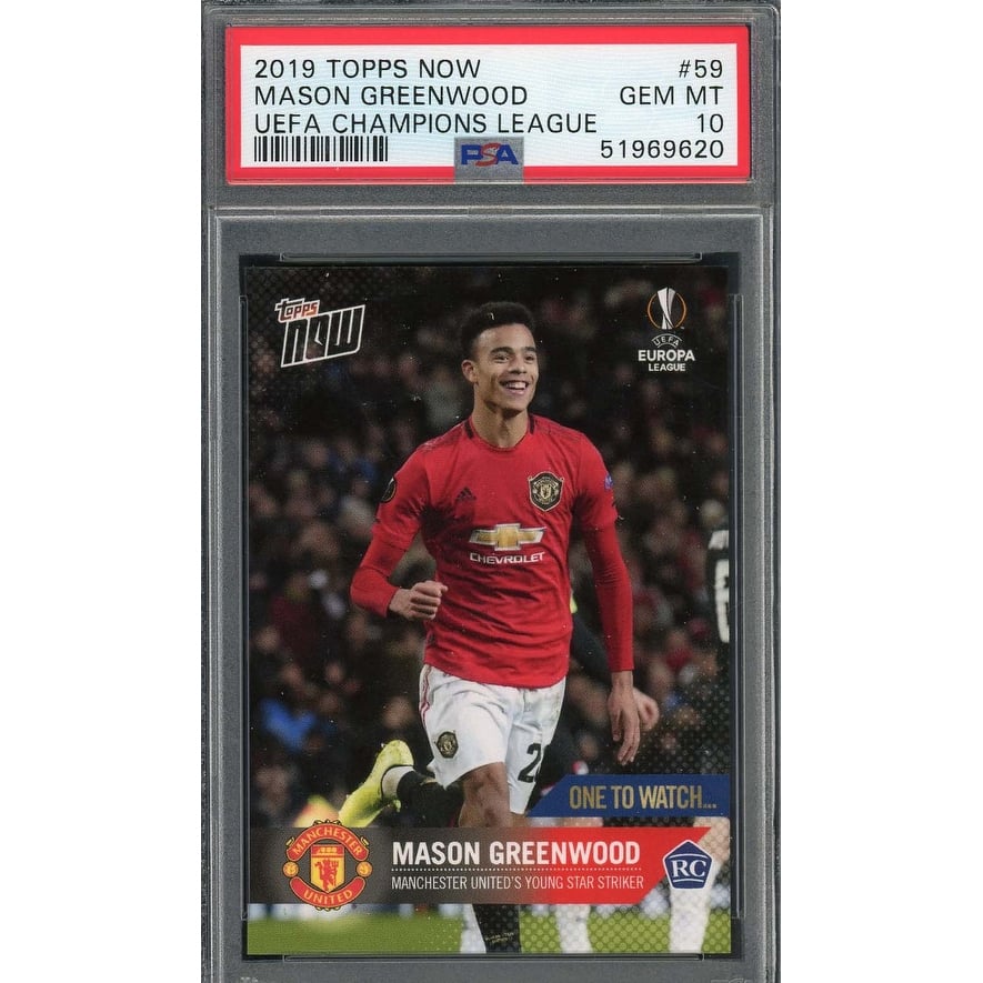 Mason Greenwood 2019 Topps Now UEFA Champions League Rookie Card #59 PSA 10 - 8'6" x 11'6"