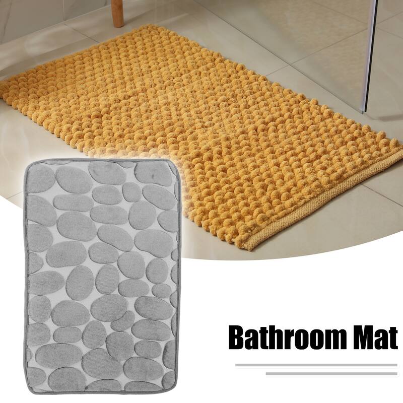 Cobblestone Pattern Bathroom Rugs, Polyester Bath Mat, Machine Washable 80x50cm - Gray