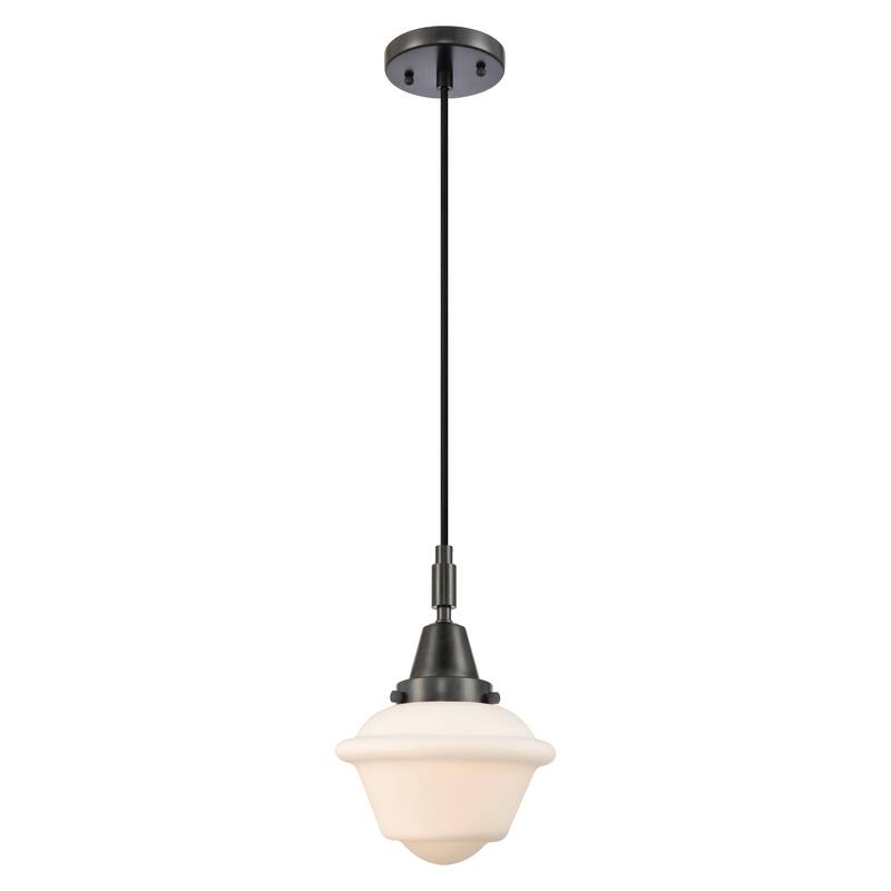 Innovations Lighting Downtown Urban - Caden Oxford - 1 Light 7" Cord Hung Mini Pendant - Matte Black/Matte White Shade