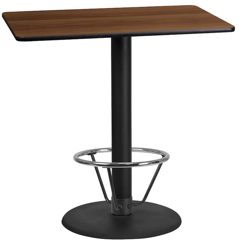 24'' x 42'' Rectangular Laminate Table Top with 24'' Round Bar Height Table Base - Walnut