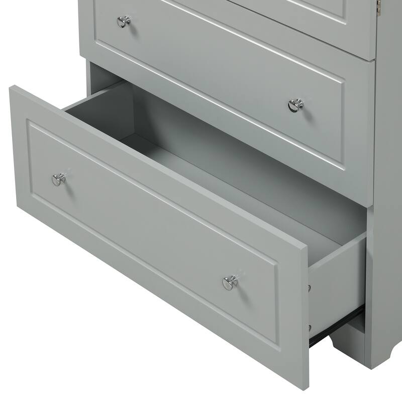 GDFStudio - Wide Bathroom Storage Cabinet with 2 Drawers, Adjustable Shelf & Enclosed Storage - Durable MDF Construction