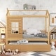 preview thumbnail 11 of 16, Wooden Twin Size House Bed Frame with Pull Out Twin Trundle Bed, Semi-enclosed House-shaped, Window, Guardrails - Unisex