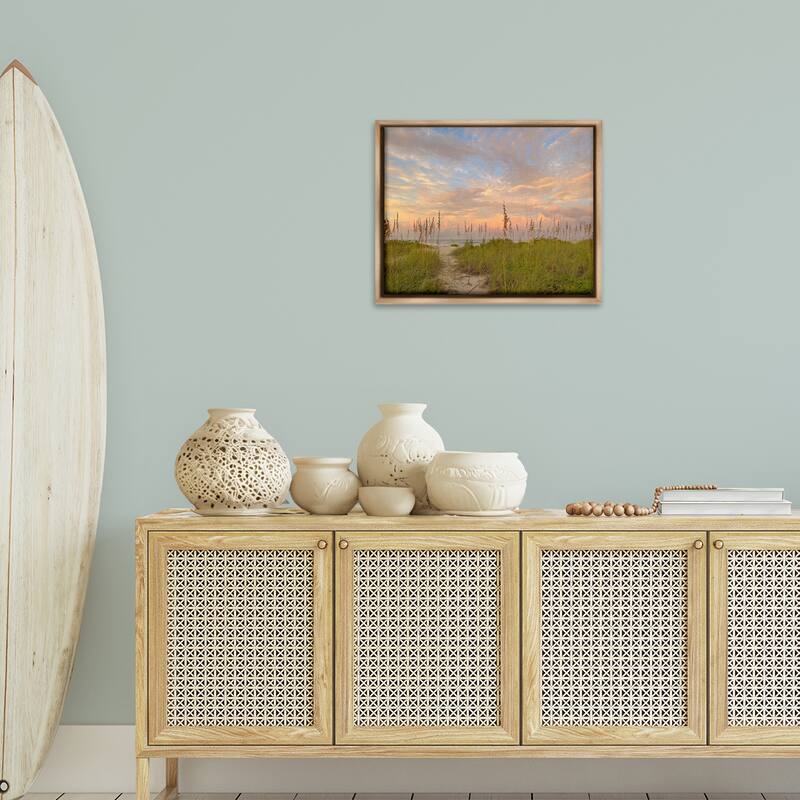 Stupell Serene Coastal Path Grasses Framed Floater Canvas Wall Art Design By Mary Lou Johnson