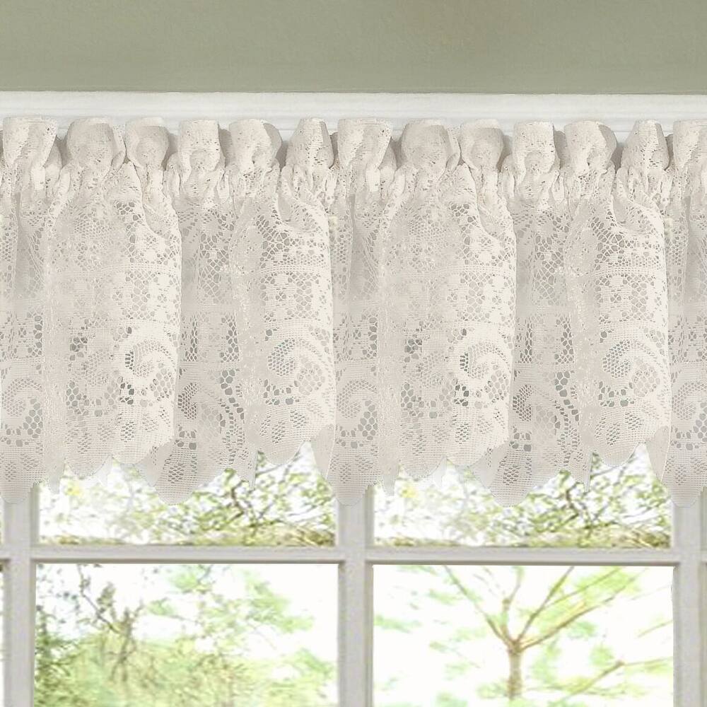 Sweet Home Collection Hopewell Old World Style Floral Lace Kitchen Curtains - Swag, Tier & Valance