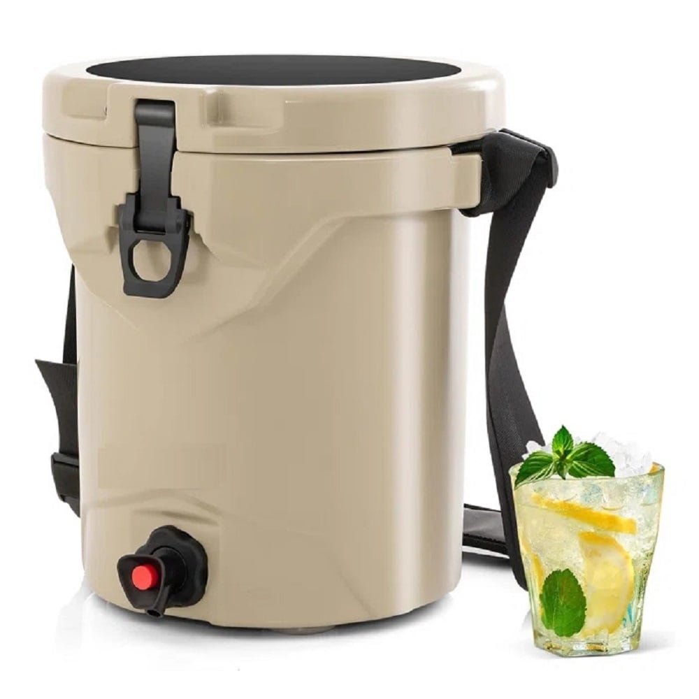 10 QT Drink Cooler Insulated Ice Chest with Spigot Flat Seat Lid