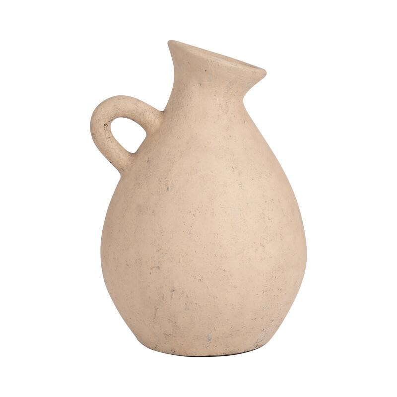 Sagebrook Home Terracotta, 19" Unique Jug With Handle, Round, Textured, Serenity/Mysterious, Ideal gift