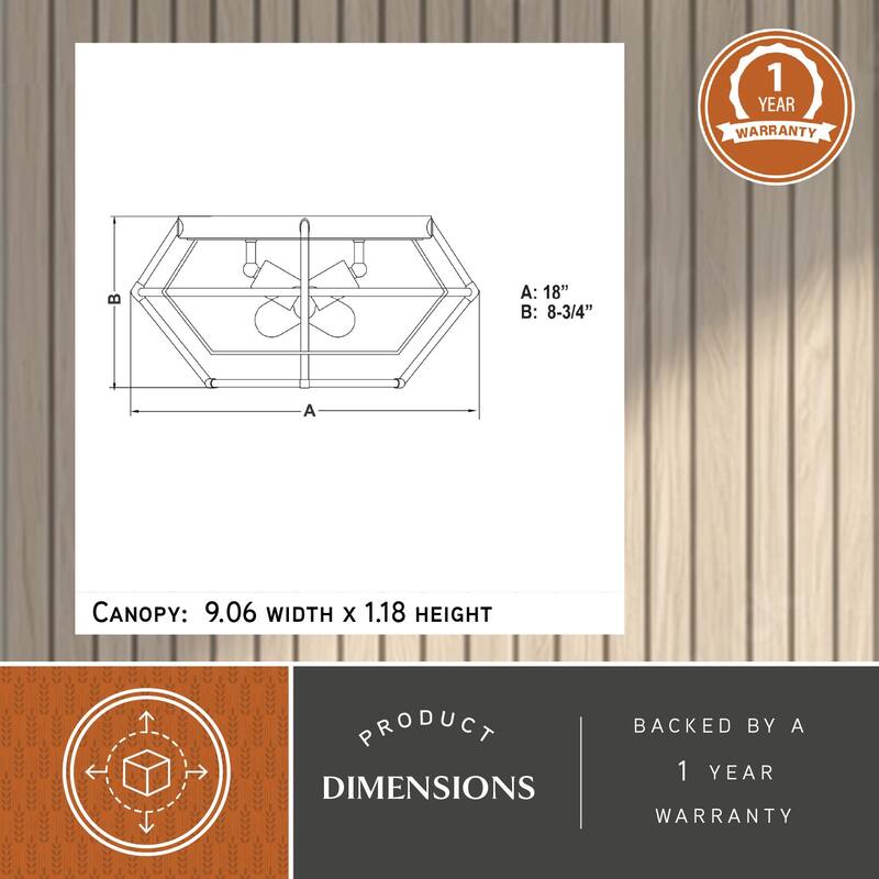 Bartlett 18-in W Bronze Industrial Cage Flush Mount Ceiling Light Fixture - 18-in. W x 8.75-in. H x 18-in. D