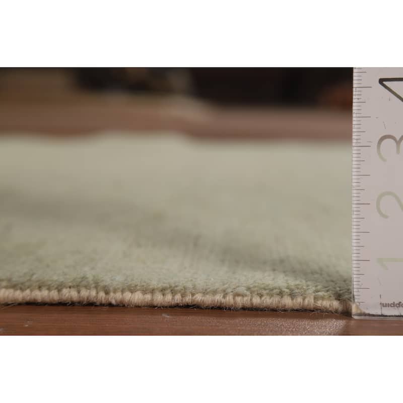 Muted Green Gabbeh Modern Rug Hand-Knotted Wool Carpet - 3'10"x 5'10"