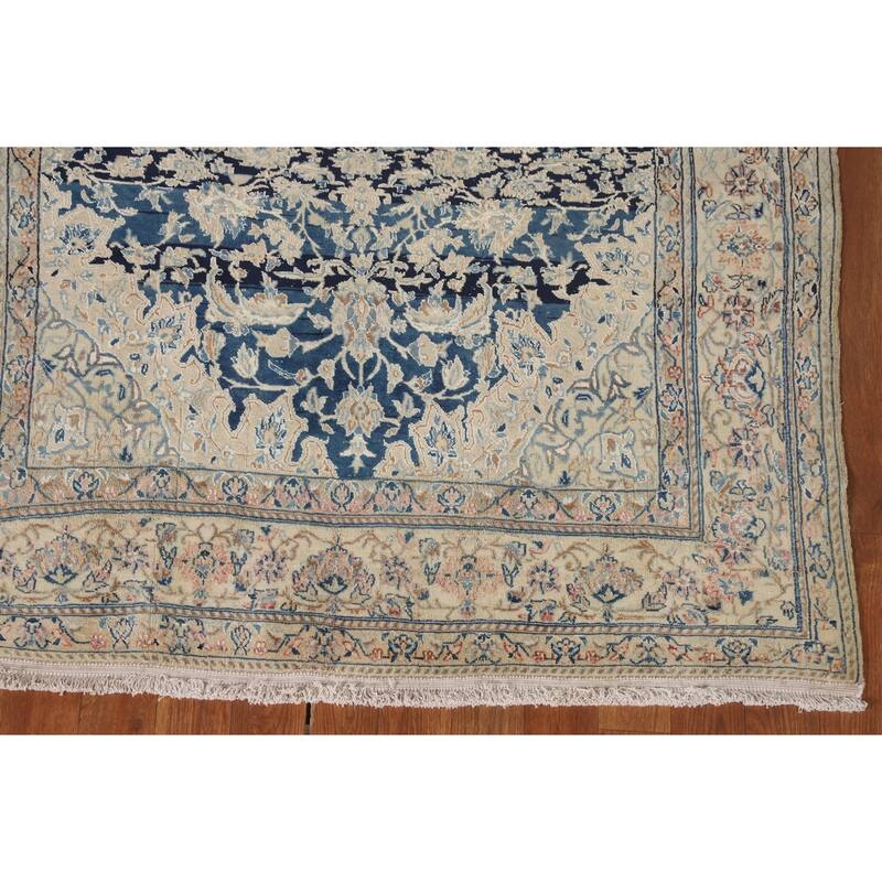 Blue Nain Toodeshk Persian Antique Area Rug Handmade Wool Carpet - 3'11"x 5'11"