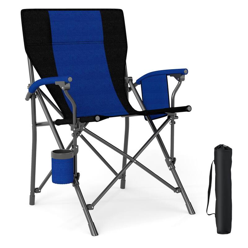 Oxford Metal Folding Camping Chair with Cupholder and Carrying Bag