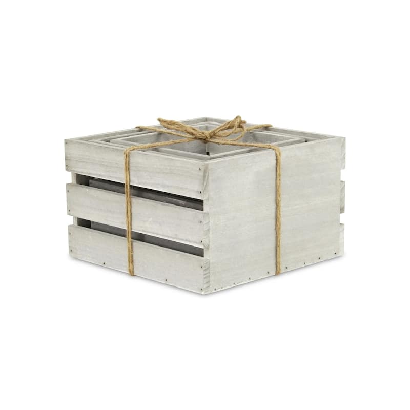 Handcrafted Rustic Wooden Crates - 11" - Gray - Set of 3
