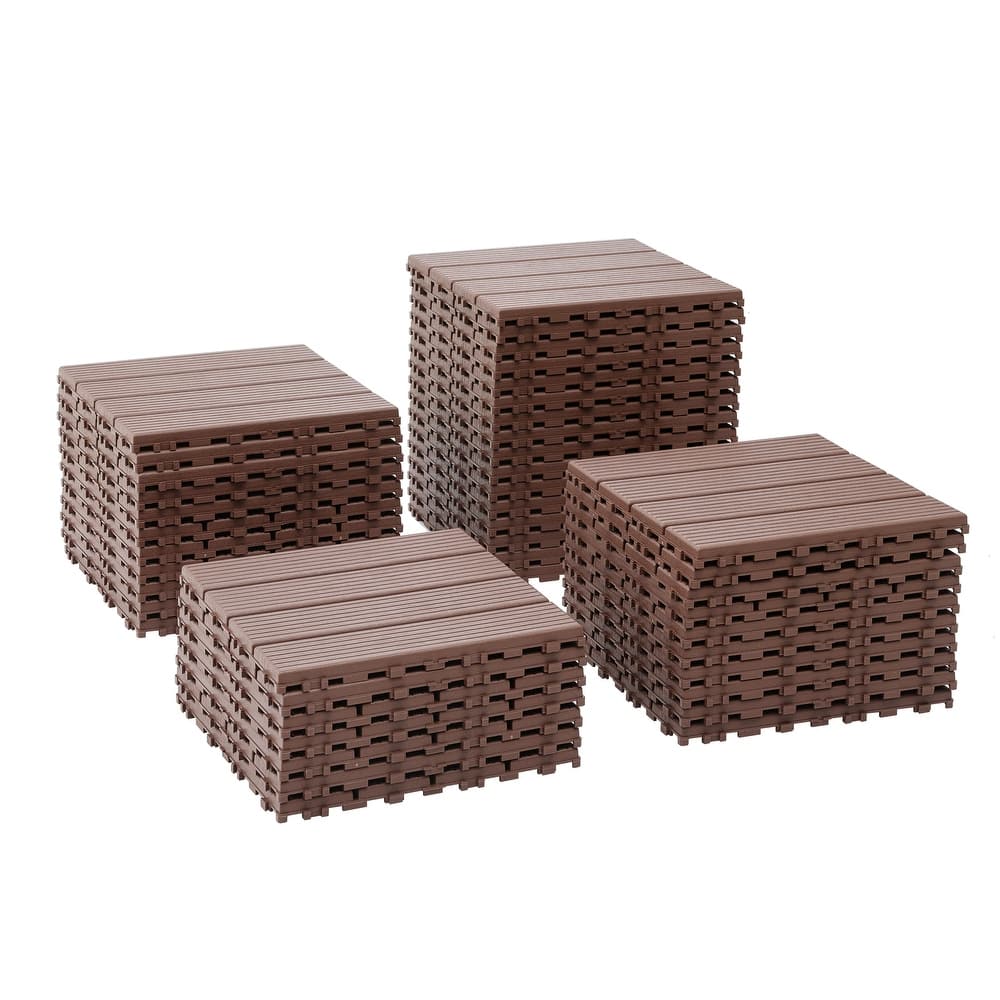 Outdoor Plastic Interlocking Deck Tiles Patio Decking Tiles for Poolside Balcony Backyard (44 Pack）