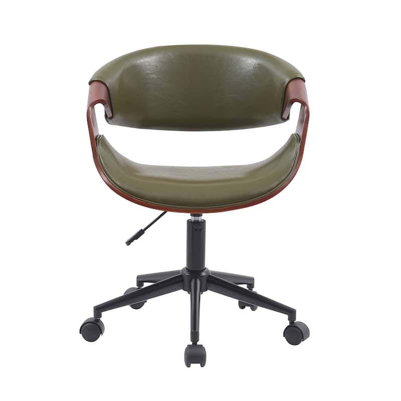 Porthos Home Elio Faux Leather Mid Century Office Chair with Black Metal Base