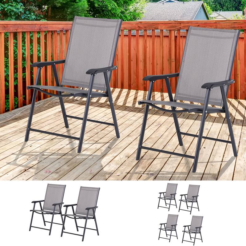 Podena Grey Folding Patio Chairs (Set of 2) by Havenside Home