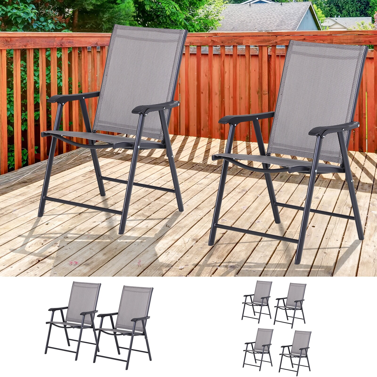 Grey folding patio clearance chairs