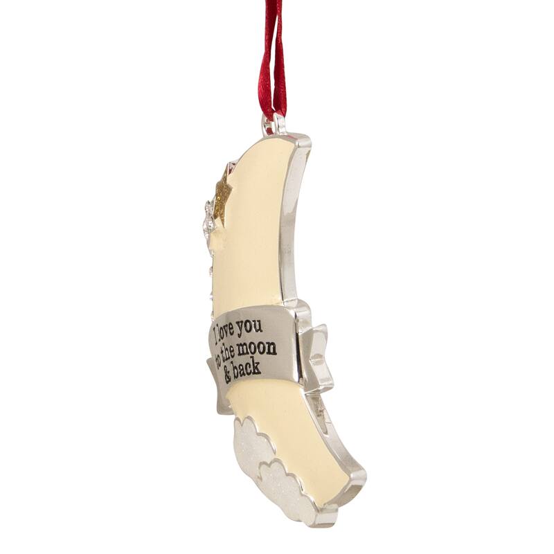 3.25" Yellow "I Love You to the Moon and Back" Ornament with European Crystals